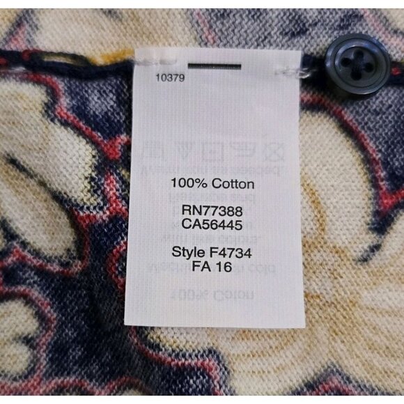 J Crew Caryn Cardigan Floral Yellow Black Red Medium F4734 FA16 Button Cotton - Picture 7 of 8